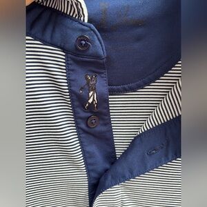 Bobby Jones Performance Navy & White Stripe Short Sleeve Polo Shirt Size XXL